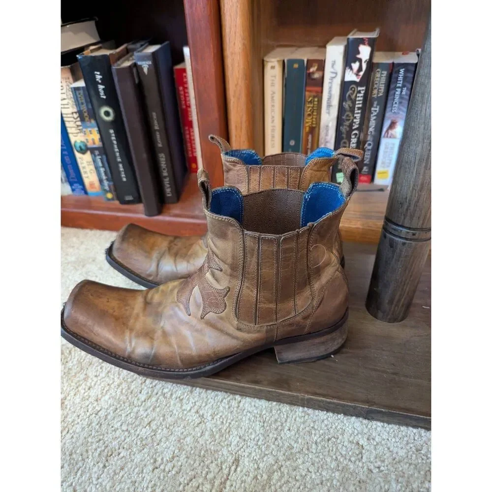 Mark Nason Rock Never Dies Italy Brown Distressed Leather Boots 9.5 Men’s